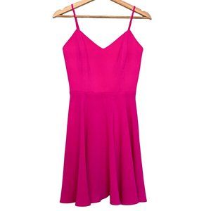 AMANDA UPRICHARD Hot Pink Silk Flared Slip Mini Dress